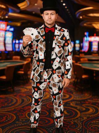 S tímhle oblekem budete hvězda každé hry! Půjčte si u nás tenhle originální kasino outfit a dodejte svému večeru šmrnc. 🎩🃏...